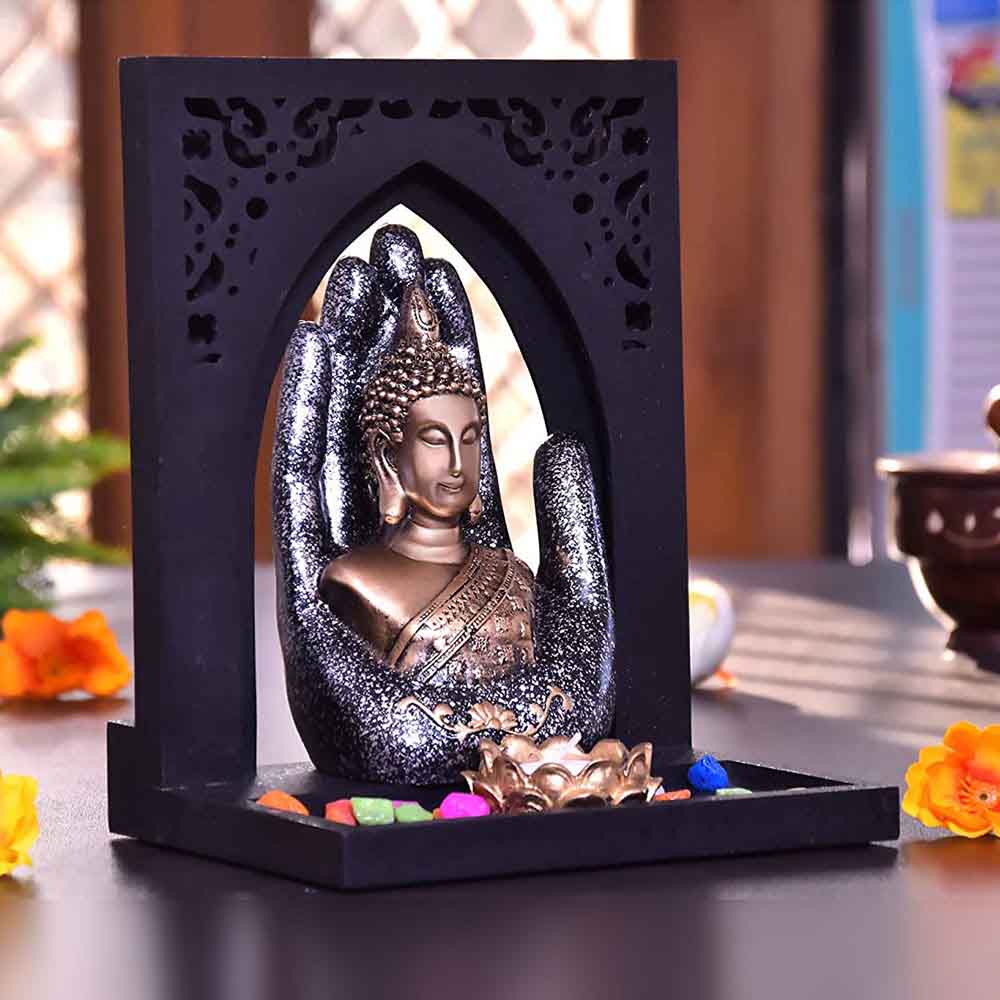 Palm Buddha Idol on Royal Tray Online